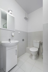 Obraz na płótnie Canvas Small and compact interior bathroom design
