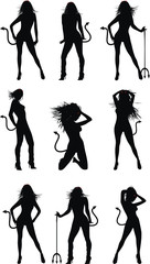 devil girl silhouette halloween background8