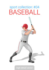 Sportsmen vector collection. Baseball batter bat position. Sport