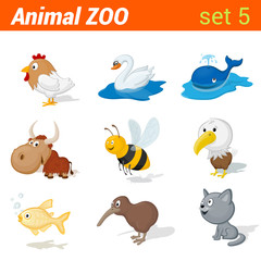 Funny children animals set. Kid language learning elements.