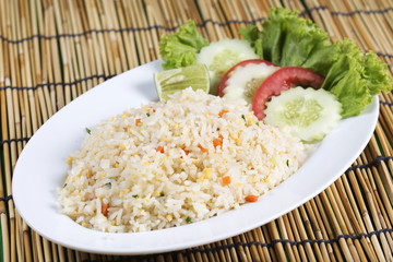 Fried rice with crab on the plate