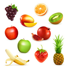 Fruits, set of vector illustrations