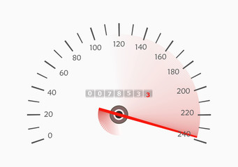 Speedometer with moving arrow.  illustration