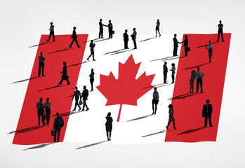 Global Business Concpet with Flag of Canada