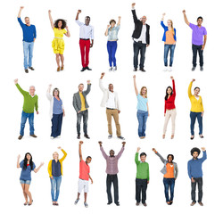Fototapeta premium Multi-Ethnic Group of People Arms Raised