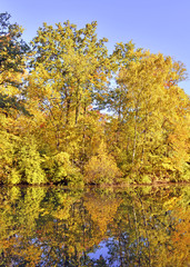 Autumn colors - fall foliage reflection in lake