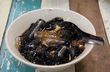 a kind of Chinese vegetable jelly black in color 