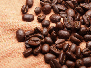 coffee crop beans on fabric textile texture