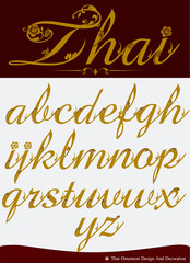 Vector of Thai Calligraphic Alphabet Set Four