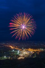 Colorful fireworks display at Chiangmai