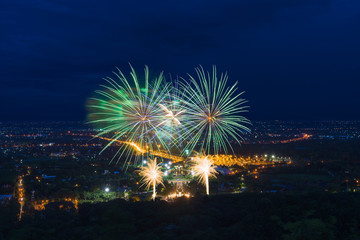 Colorful fireworks display at Chiangmai