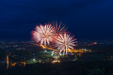 Colorful fireworks display at Chiangmai