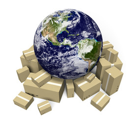 Global shipping, parts of this image furnished by NASA