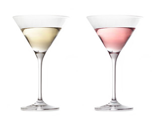 two various glasses of martini