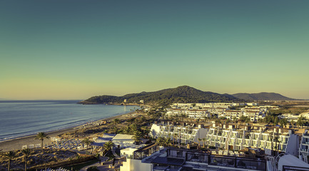Ibiza Eivissa, sunrise over  Playa d'en Bossa Beach