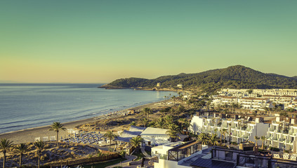 Ibiza Eivissa, sunrise over  Playa d'en Bossa Beach