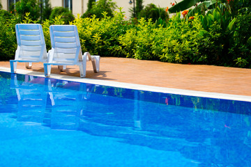 Sun chairs at the pool