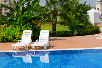 Sun chairs at the pool
