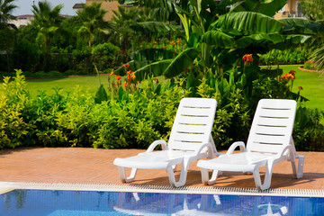 Sun chairs at the pool