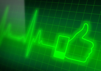Like sign on green heart rate monitor