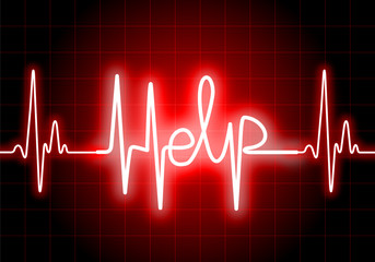 HELP written on red heart rate monitor