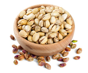 bowl of pistachio isolated on white