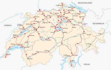Autobahn und Straßenkarte der Schweiz