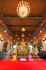 Fototapeta na wymiar Buddha statue at Wat Saket, Travel Landmark of Bangkok THAILAND