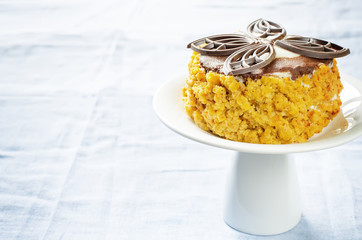 pumpkin cheesecake with chocolate and walnuts