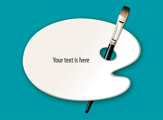 Vector of art palette with paint brush isolated on white backgro