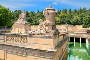 Fototapeta na wymiar Roman bathes in Nimes, France
