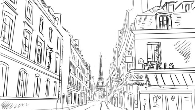 Street in paris - illustration