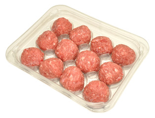 Pack of raw meatballs