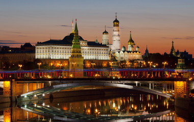 View of the Kremlin at dawn. Moscow. Russia