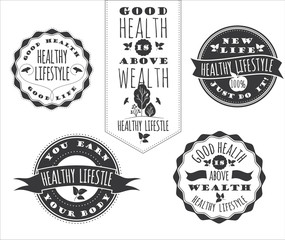 Obraz premium Set of Healthy Lifestyle Labels and Signs