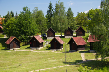 Wooden houses near Plitvice National Park, Croatia