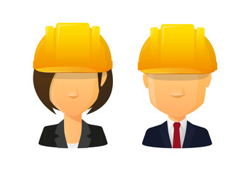 People wearing a work hat avatar set