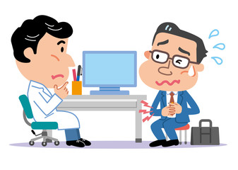 胃痛　男性患者　医師