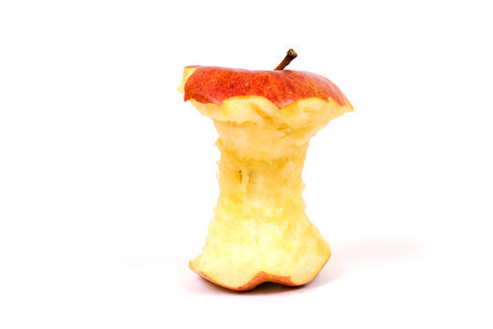 Red Apple Core On A White Background