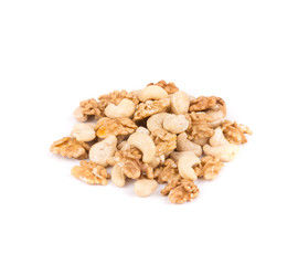 Heap of walnut and cashew nuts.