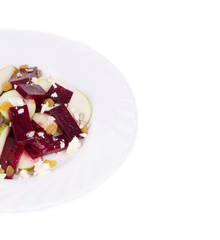 Beet salad with pear and feta cheese.