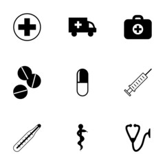 Vector black medical icons set