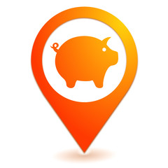 cochon sur symbole localisation orange