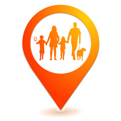 famille sur symbole localisation orange