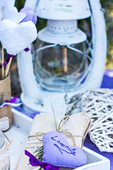 aged bunch of letters. lavender. Heart Hand Made