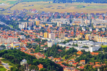 Fototapeta na wymiar Aerial view of the Old Town, Brasov, Transylvania, Romania