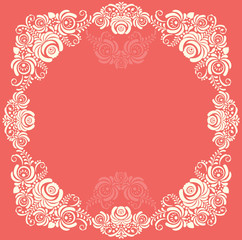 Frame of floral elements. Vector frame in gzhel style.