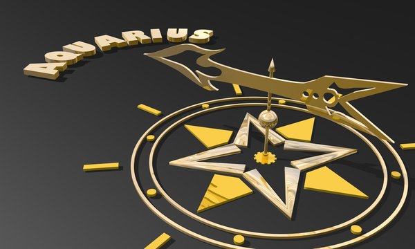 golden compass pointing the zodiac aquarius constellation name
