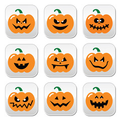 Halloween pumpkin vector buttons set