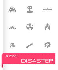 Vector black disaster icons set